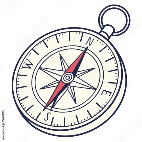 Compass illustration, showing direction and navigation