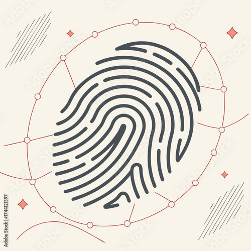 Fingerprint identification, a simple and elegant vector illustration on beige