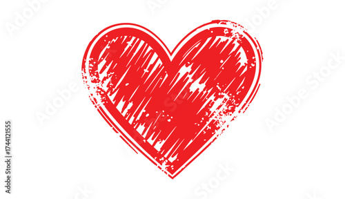 Red heart icon sketch hand drawn symbol love romance valentine's day celebration romantic