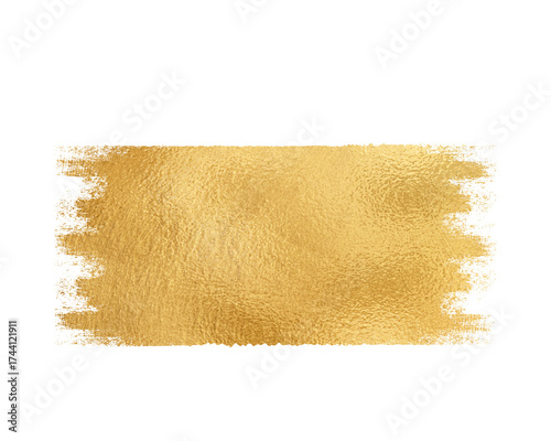 Gold Metallic Paint Brushstroke Strip, Grunge Edge Rectangle