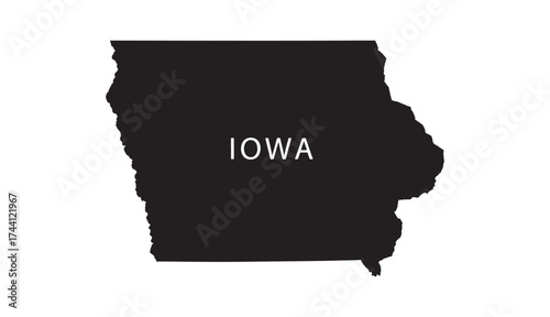 Iowa state outline map with text label united states america region geographic symbol