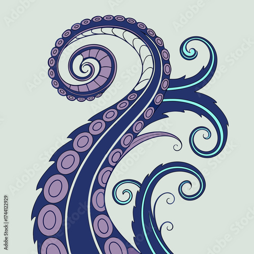 Stylized octopus tentacles in vector illustration