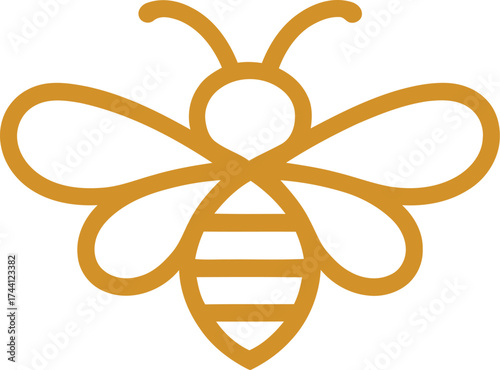 Golden Bee Illustration with Clean Lines and Minimalist Design Perfect for Branding Honey or Natural Products with a Focus on Sustainability and Organic Themes