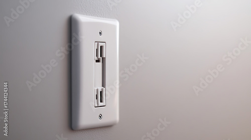 Close-up of a wall mounted electrical fixture, showing the faceplate and receptacle. The fixture is white and sits against a neutral wall.
