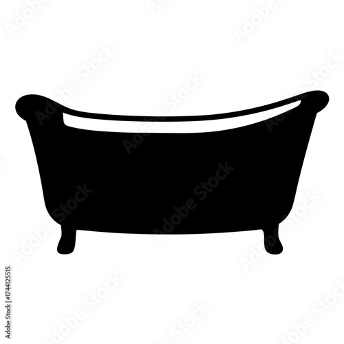 Vector art of classic bathtub silhouette, perfect for relaxation, spa, and bathroom designs with a touch of vintage elegance