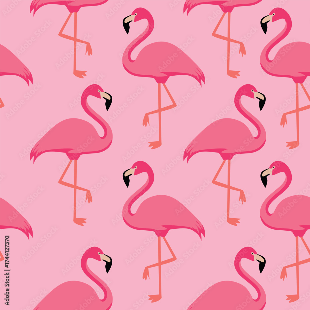 Obraz premium Flamingos exotic decorative wrapping paper textile fabric camouflage seamless pattern 