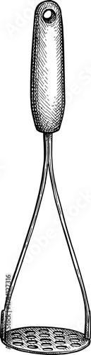 Hand potato masher ink sketch.