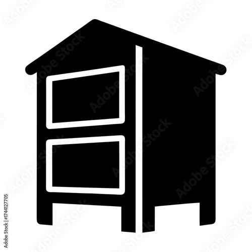 Illustration of a beehive, a structure designed to house a colony of honeybees, providing them with a safe and controlled environment