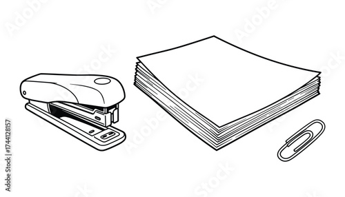 Office Supplies Set Line Art