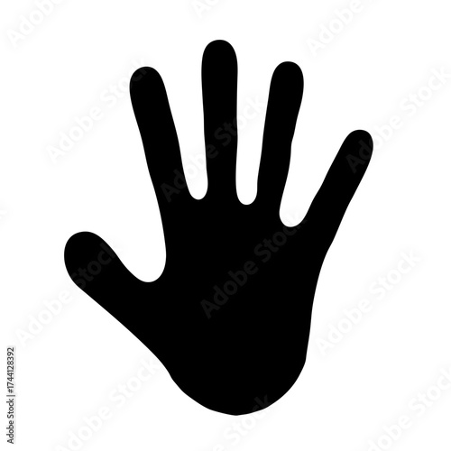 Vector art of black handprint, a simple yet striking graphic element, perfect for conveying concepts like touch, connection, or human presence in design projects