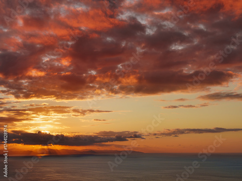 Clouds and sunset on the coast of the Basque Country