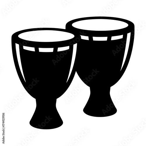 Illustration of a pair of bongo drums, a percussion instrument commonly used in latin american music