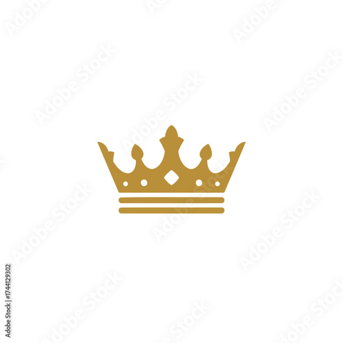 Elegant Golden Royal Crown Vector Illustration on White Background