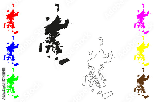 La Paz city (United Mexican States, Mexico, Baja California Sur State) map vector illustration, scribble sketch La Paz map