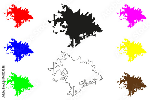 Matamoros city (United Mexican States, Mexico, Tamaulipas State) map vector illustration, scribble sketch Heroica Matamoros map