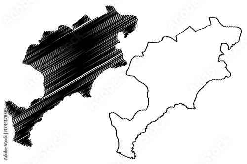 Jutiapa Department (Republic of Guatemala, Departments of Guatemala) map vector illustration, scribble sketch Jutiapa map