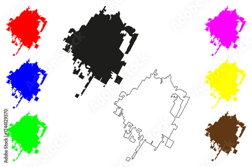 Los Mochis city (United Mexican States, Mexico, Sinaloa State) map vector illustration, scribble sketch Los Mochis map