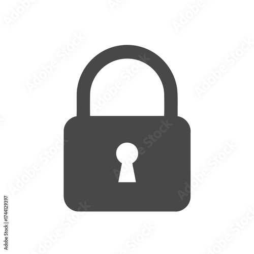 Minimalist Dark Grey Padlock Security Vector Illustration