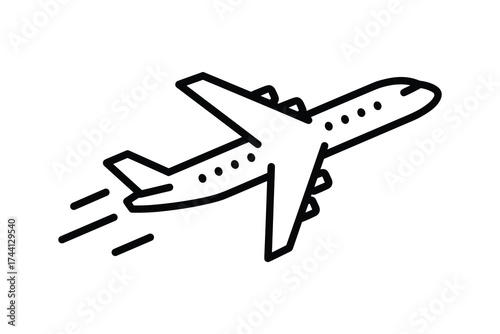 Outline Flying Airplane Icon