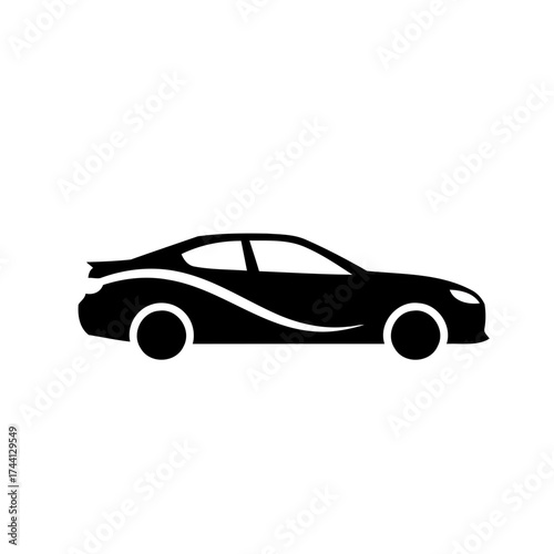 Sleek Black Sedan Car Vector Illustration