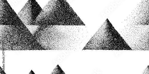 Abstract dotwork stippling pattern of overlapping triangles for artistic design