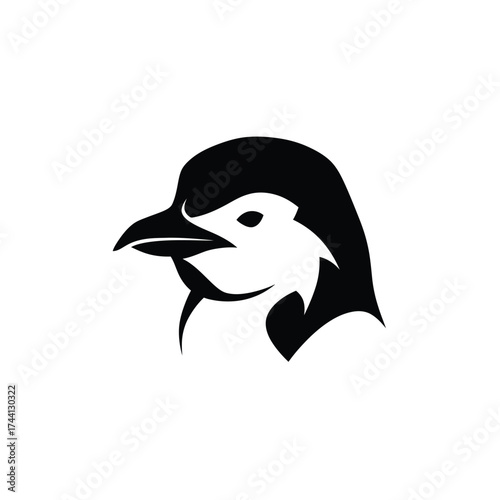 Black silhouette of a penguin head profile bird animal