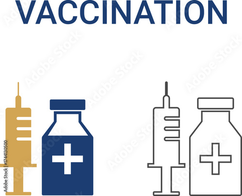 Vaccination Line art icons. Collection of vaccination, doctor, x-ray, and more. Vector illustration. Editable stroke.