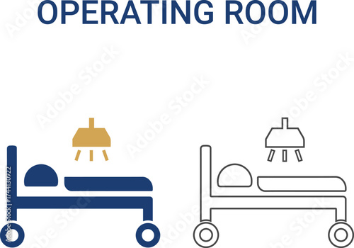 Operating room Line art icons. Collection of vaccination, doctor, x-ray, and more. Vector illustration. Editable stroke.