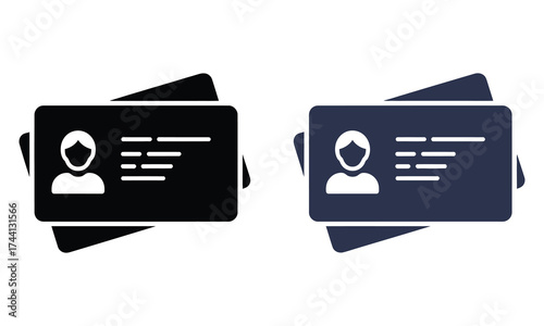 ID card icon vector illustration featuring driver’s license identification on white background. Minimal flat design representing personal identification, identity verification, and official documentat