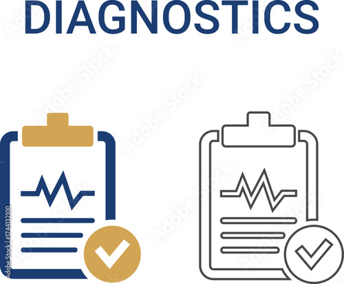 Diagnostics Line art icons. Collection of vaccination, doctor, x-ray, and more. Vector illustration. Editable stroke.