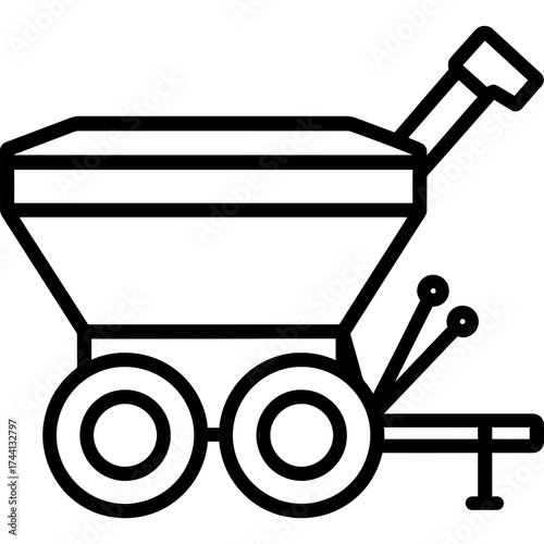 Grain cart field transport outline icon vector