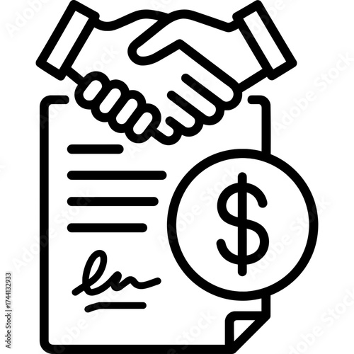 Settlement agreement resolution money outline icon vector