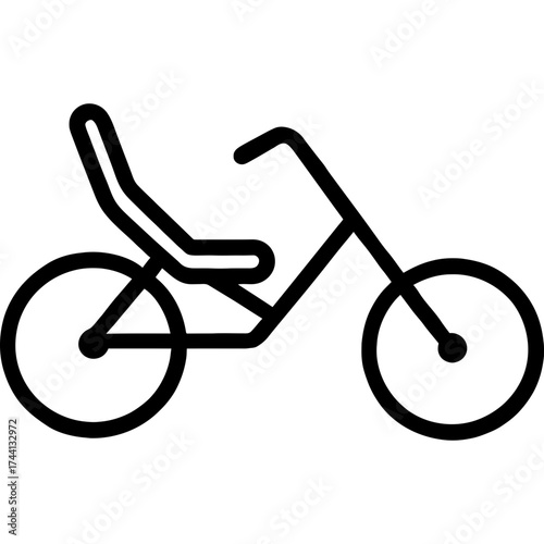 Recumbent bicycle outline icon vector