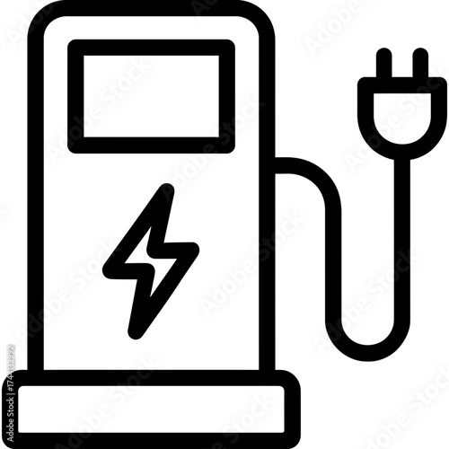 Electric vehicle charging station outline icon vector