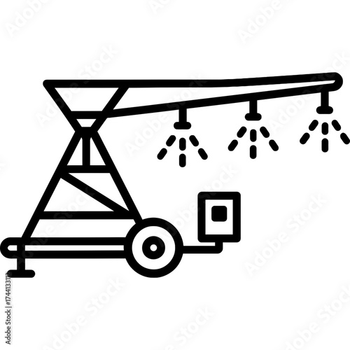 Irrigation pivot sprinkler outline icon vector