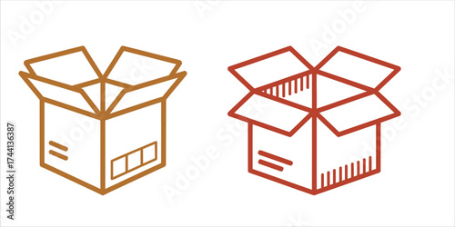Two outline boxes ready for packaging and delivery service concept