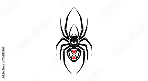 Fotografía Black widow spider with hourglass symbol logo design Keywords: spider, arachnid,