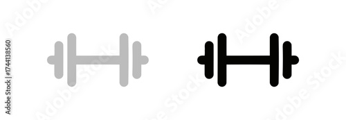 Stylized dumbbell weights icons in gray and black showing fitness exercise