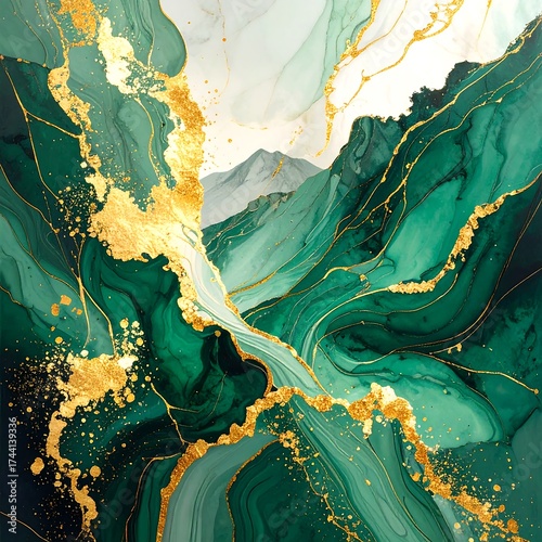 Abstract green marble art
