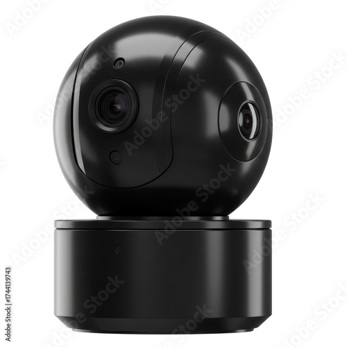 Isolated Black Spherical 360 Degree Camera Product Shot on White Background