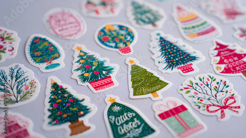 Christmas Themed Die-Cut Sticker Set: Fir Tree, Santa, and Gifts