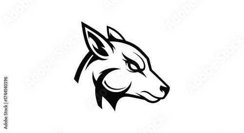 Black wolf head logo on white background animal predator