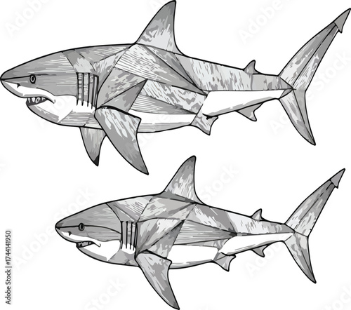 shark vector illustration, shark, sharks, great white shark, tiger shark, hammerhead shark, bull shark, shark species, shark facts, shark habitat, shark behavior, shark teeth, shark attack, shark fin