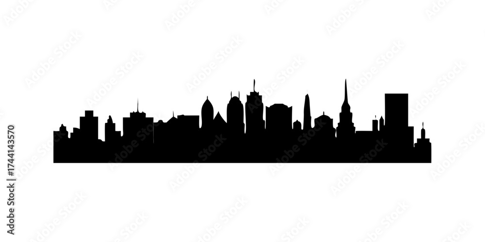 Fototapeta premium City silhouette vector set. Panorama city background. Skyline urban border collection.vector icon