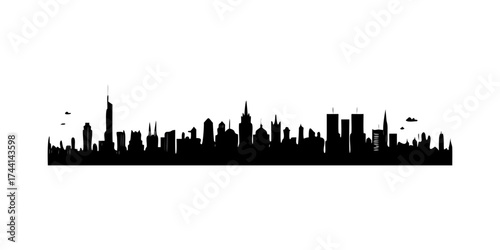 City silhouette vector set. Panorama city background. Skyline urban border collection.vector icon