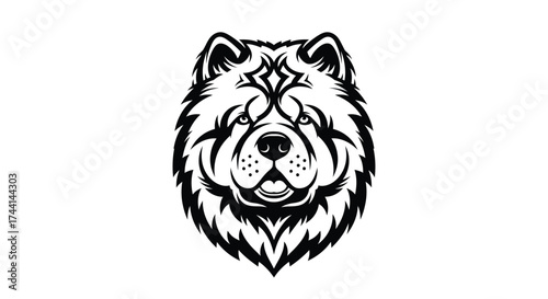Chow dog face tribal tattoo design Keywords: dog, chow chow, animal, pet, face, head, tribal