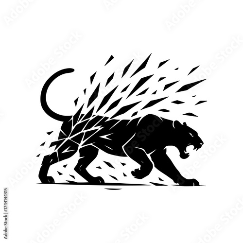 Dynamic Panther Silhouette A Powerful Abstract Design, Emblem of Strength and Agility