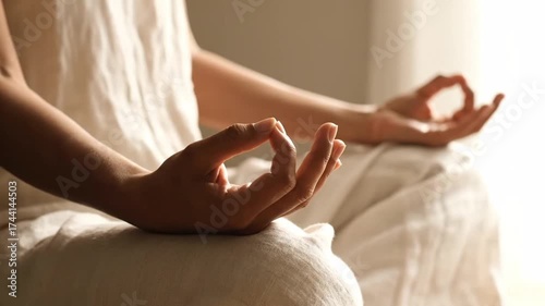 Close Up of Hands in Meditation Pose for Mindfulness and Relaxation.