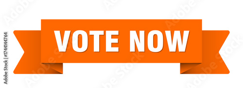 vote now ribbon isolated on transparent background. vote now ribbon