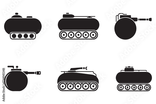 air tank icon set. Vector Black silhouettes. with white background